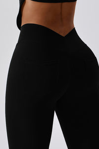 Thumbnail for Wide Waistband Slim Fit Back Pocket Sports Leggings - T - 5 COLORS -