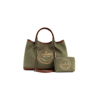 Thumbnail for GUNAS NEW YORK - RUTH - Green Vegan Canvas Tote / comes with make-up bag & dust pouch - 1 COLOR -