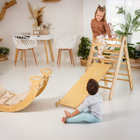 Thumbnail for 4in1 Montessori Climbing Set: Triangle Ladder + Climbing Arch + Slide Board + Cushion Beige