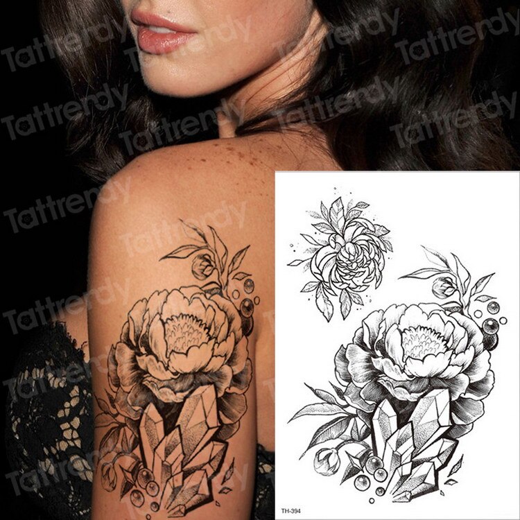 Temporary Tattoos - Black Flower Tattoo Sleeves -Water Transfer Tatoo - Peony Rose Tattoos - Body Art - Girls Arm Tattoos - [8 DAY DELIVERY] - 25 DESIGNS -