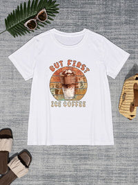 Thumbnail for BUT FIRST ICE COFFEE Round Neck T-Shirt - T - 6 COLORS -