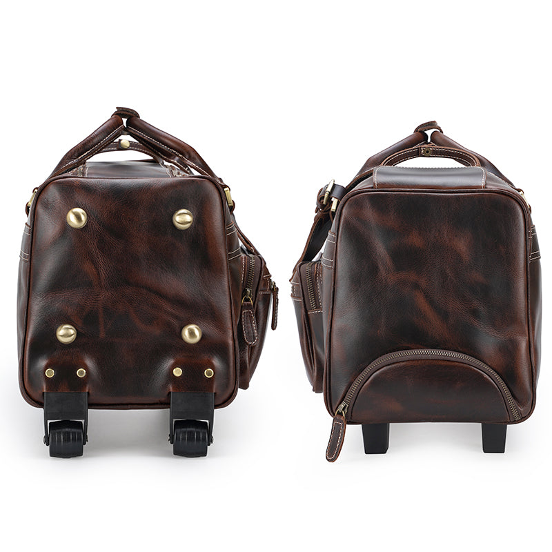 Leather Trolley Bag - Wheeled Leather Duffle Bag - [5-8 DAY DELIVERY]  - 1 COLOR -