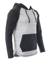 Thumbnail for Long Sleeve Raglan Henley Round Bottom Hood T-Shirts - GREY / BLACK - 1 COLOR