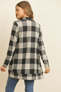 Thumbnail for Riah Fashion - Plaid Long Sleeved Front Pocket Open Cardigan - 3 COLORS -