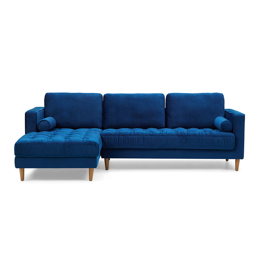 GFURN - Bente Tufted Velvet Sectional Sofa - Blue - LEFT OR RIGHT - 1 COLOR -