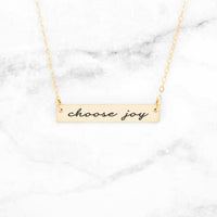 Thumbnail for Choose Joy - Rose Gold Quote Bar Necklace -