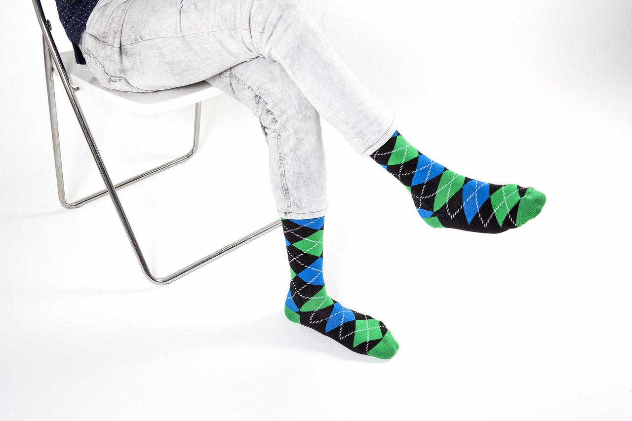 Men's Funky Argyle Socks - 5 PACK -