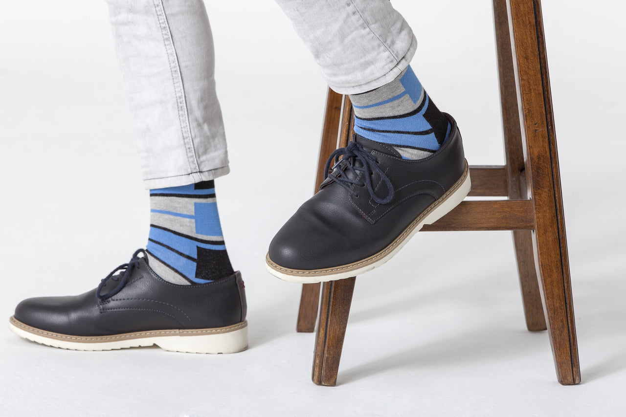 Men's Blue Patterned Socks - 1 COLOR -