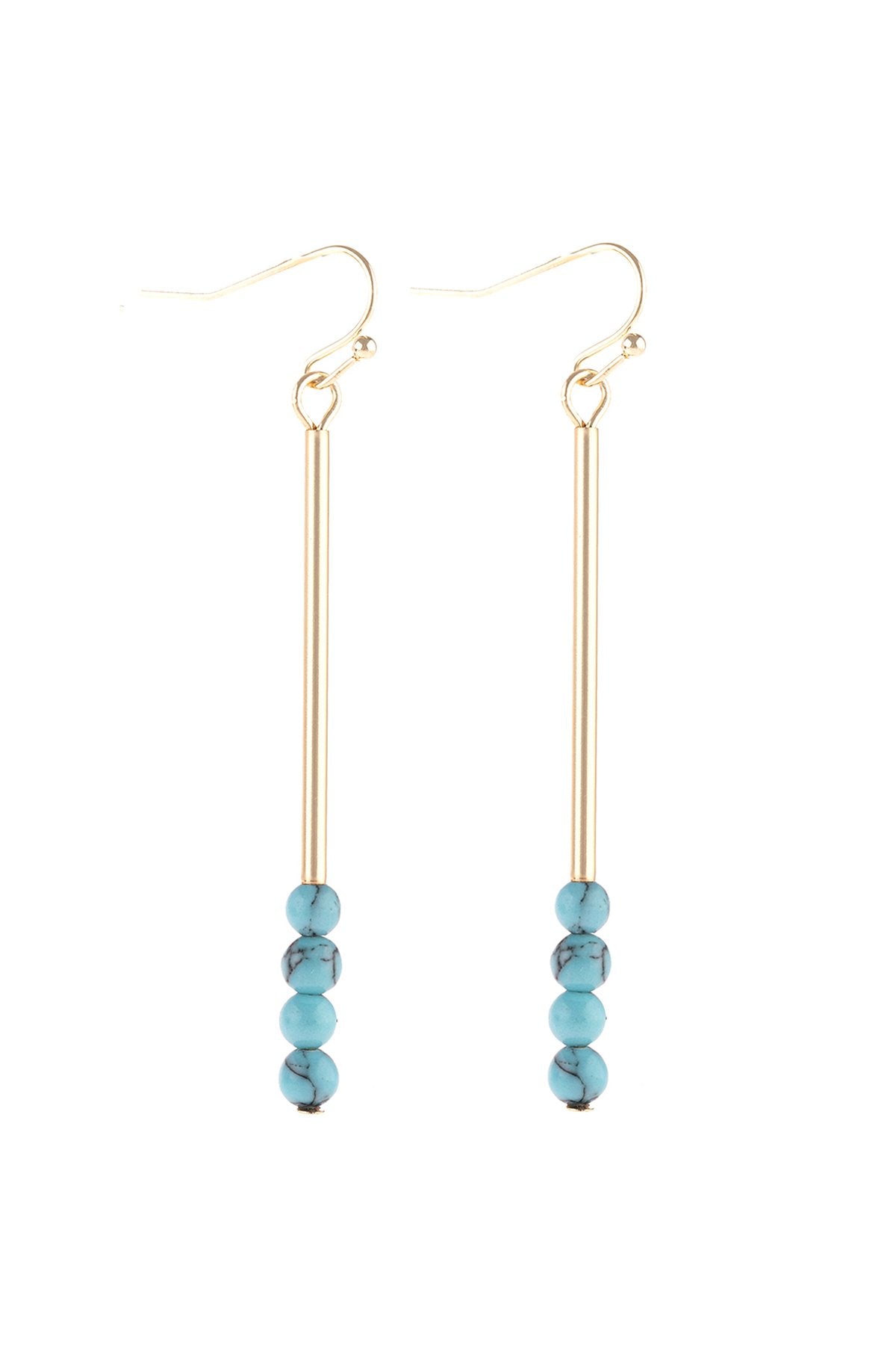 Riah Fashion - Dangle Beads Hook Earrings - 6 COLORS -