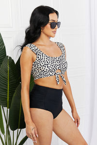 Thumbnail for Marina West Swim Sanibel Crop Swim Top and Ruched Bottoms Set in Black - SIZES S THRU 2XL - 1 PATTERN -