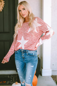 Thumbnail for Threaded Pear - Katharine Star Spangled Casual Knit Sweater - 1 COLOR -