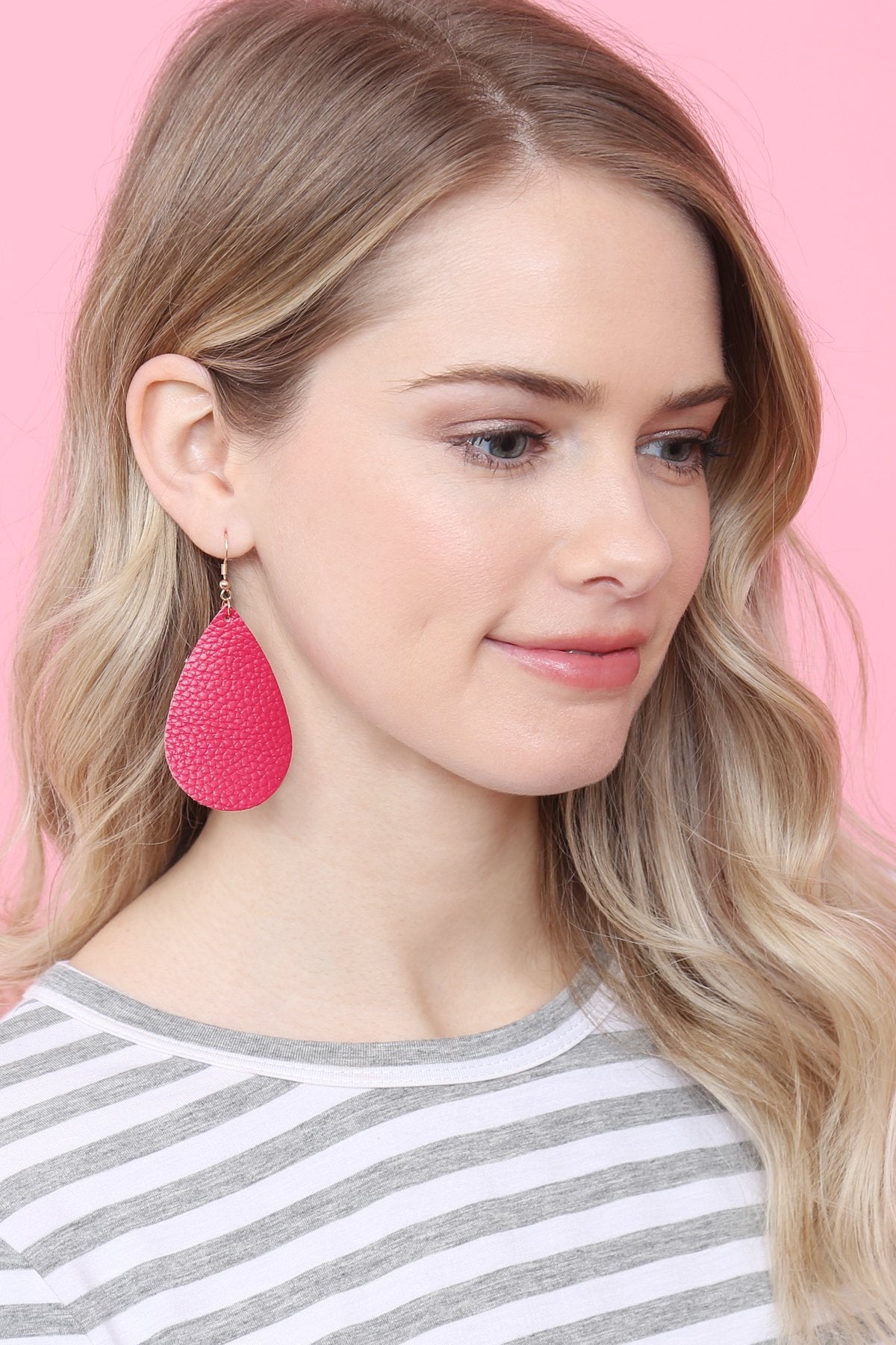 Teardrop Leather Earrings - 18 COLORS -