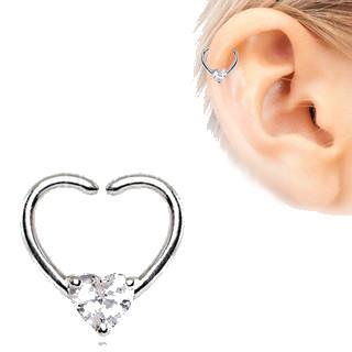 316L Stainless Steel Jeweled Heart Shaped Seamless Ring -