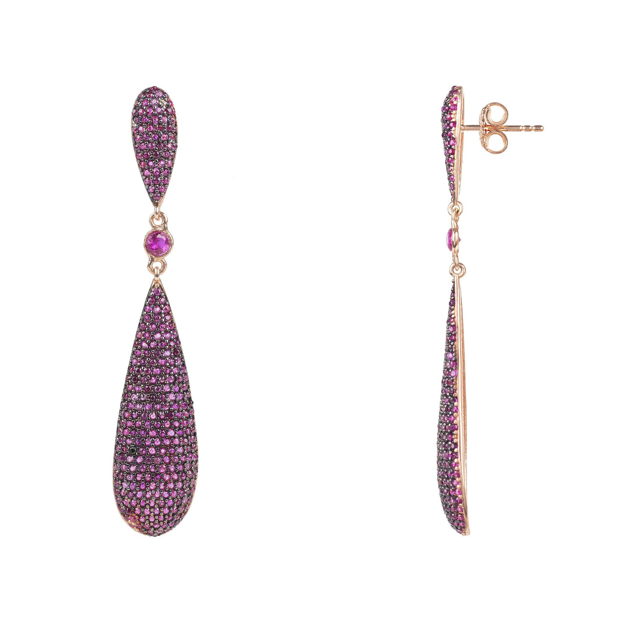 LATELITA - Coco`s Long Drop Earrings Ruby Red CZ -