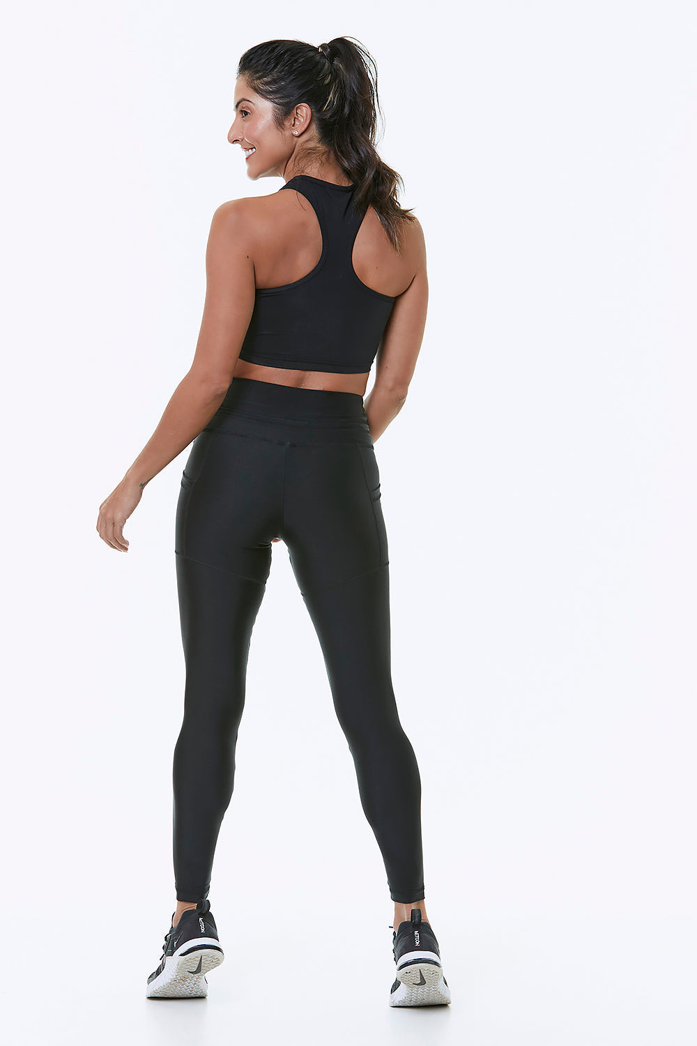 Hellokini - Maya Black High Waisted Shiny Leggings -