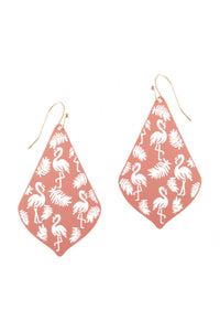 Thumbnail for Metal Filigree Flamingo Drop Earrings - 3 COLORS -