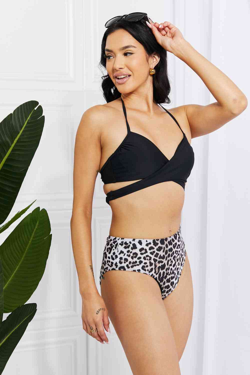 Marina West Swim Summer Splash Halter Bikini Set in Black - 2 PCS. - SIZES S THRU 2XL - T - 1 COLOR -