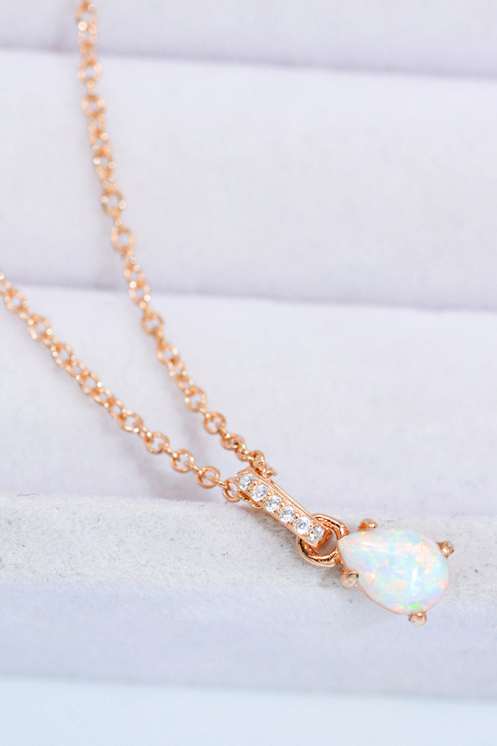 Opal Pendant 925 Sterling Silver Chain-Link Necklace- T - 2 FINISHES -