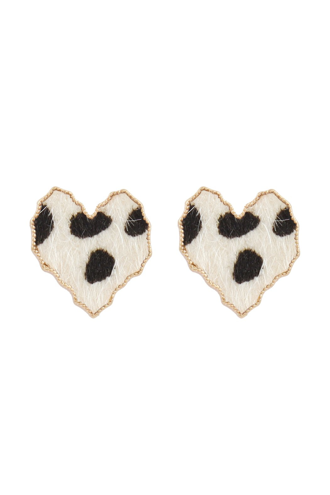 Heart Leopard Leather Post Earrings - 3 COLORS -