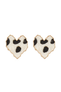 Thumbnail for Heart Leopard Leather Post Earrings - 3 COLORS -