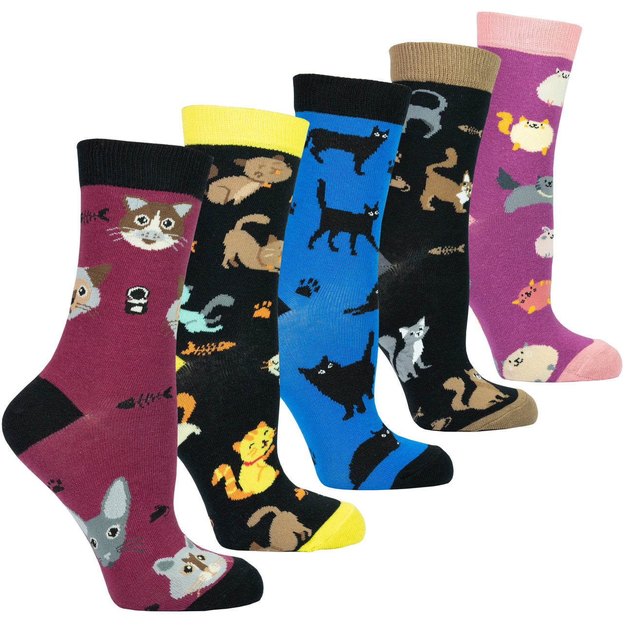 Women's Cute Cats Socks Set - 5 PACK -