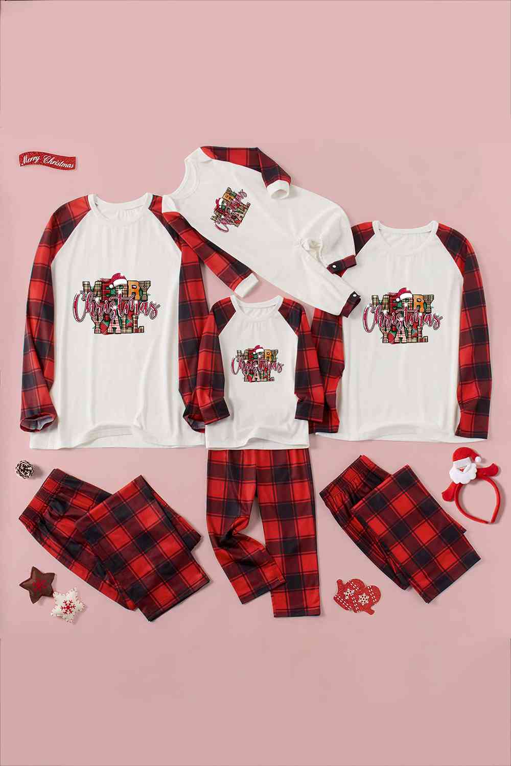 MERRY CHRISTMAS Y'ALL Graphic Top and Plaid Pants Set - T - SOLD BY SIZE / 2 PCS. - 4 SIZES -