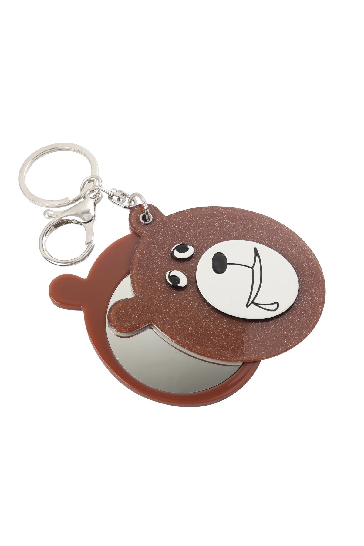 Riah Fashion - Black and Brown Assorted Drooly Bear With Mirror Keychain - 2 COLORS -