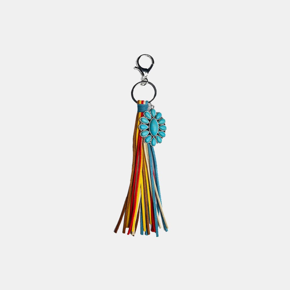 Turquoise Keychain with Tassel - T - 4 STYLES -