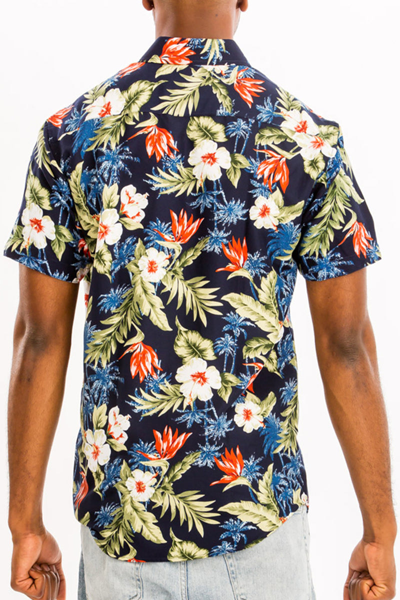 WEIV - Digital Print Hawaiian Short Sleeve Shirt -