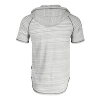 Thumbnail for Short Sleeve Raglan Henley Hoodie Round Bottom Semi Longline T-Shirt - 1 COLOR