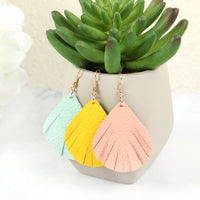 Thumbnail for Fringed Pear Shaped Leather Earrings - 10 COLORS