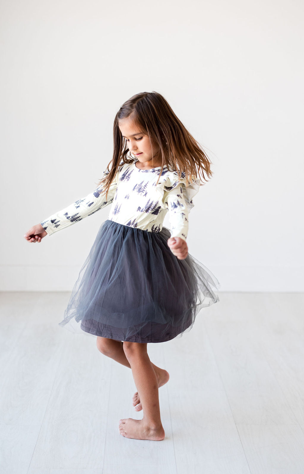 Eclipse Kids - Long Sleeve Tulle Dress - Sasquatch - SIZES 2T THRU 11/12 -