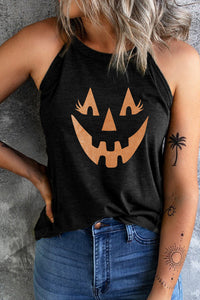 Thumbnail for Round Neck Jack-O'-Lantern Graphic Tank Top - T - 1 COLOR -