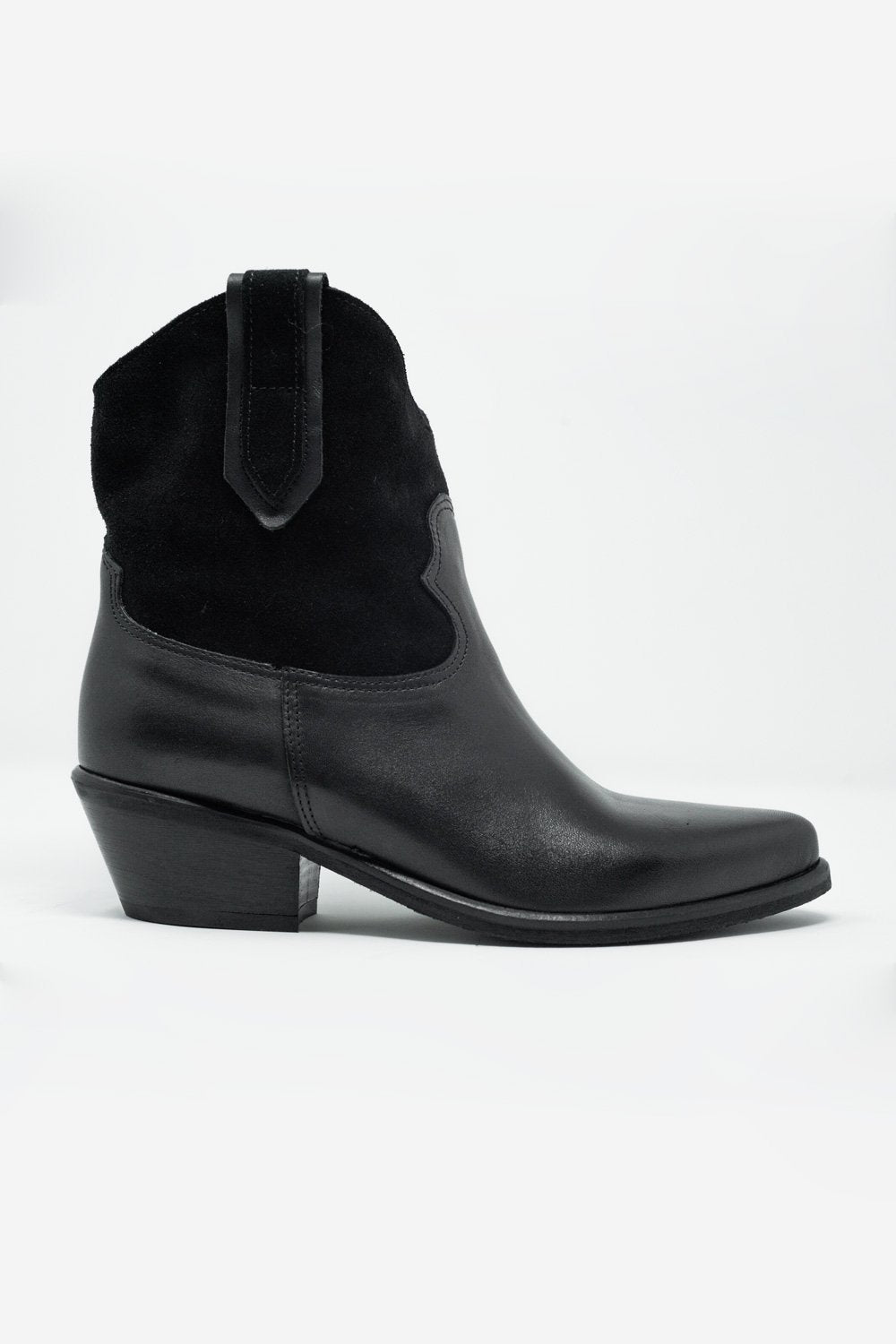 Q2 - Black Western Sock Boots With Suede Detail - 1 COLOR -