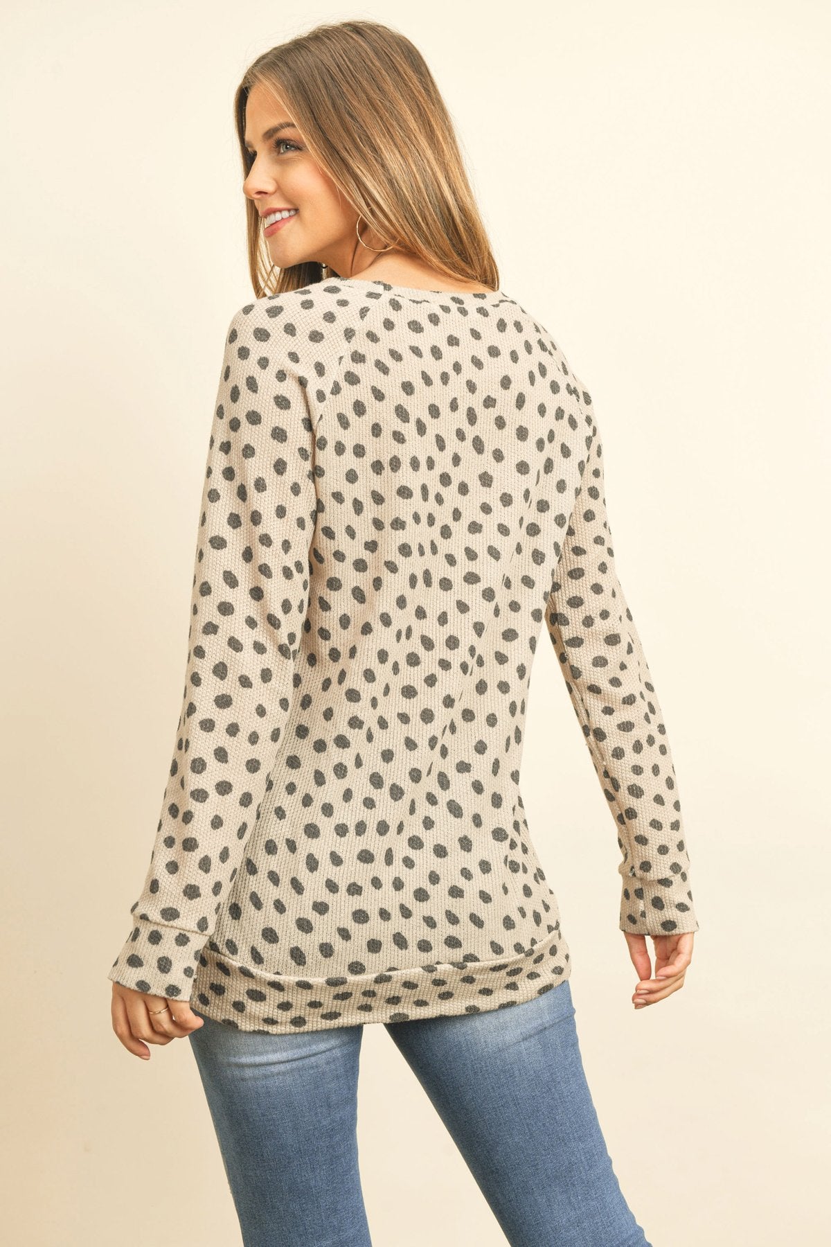 Riah Fashion - Animal Print Rib Detail Long Sleeved Pocket Top - 3 COLORS -