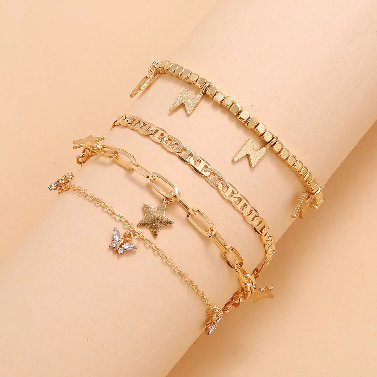 MINU - Trendy Player Anklet Set - (4) Chains -