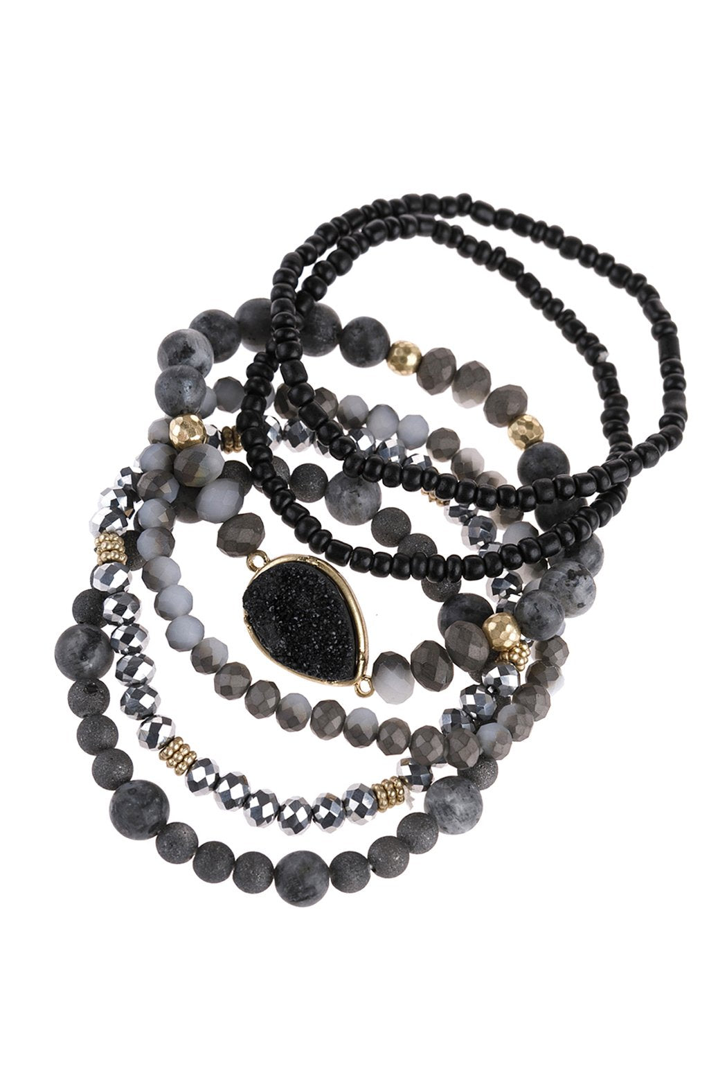 Teardrop Druzy Mixed Beads Bracelet - 8 COLORS -