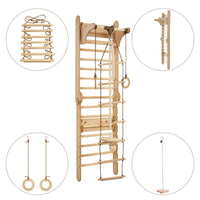 Thumbnail for Wooden Swedish Wall / Climbing Ladder for Children + Swing Set