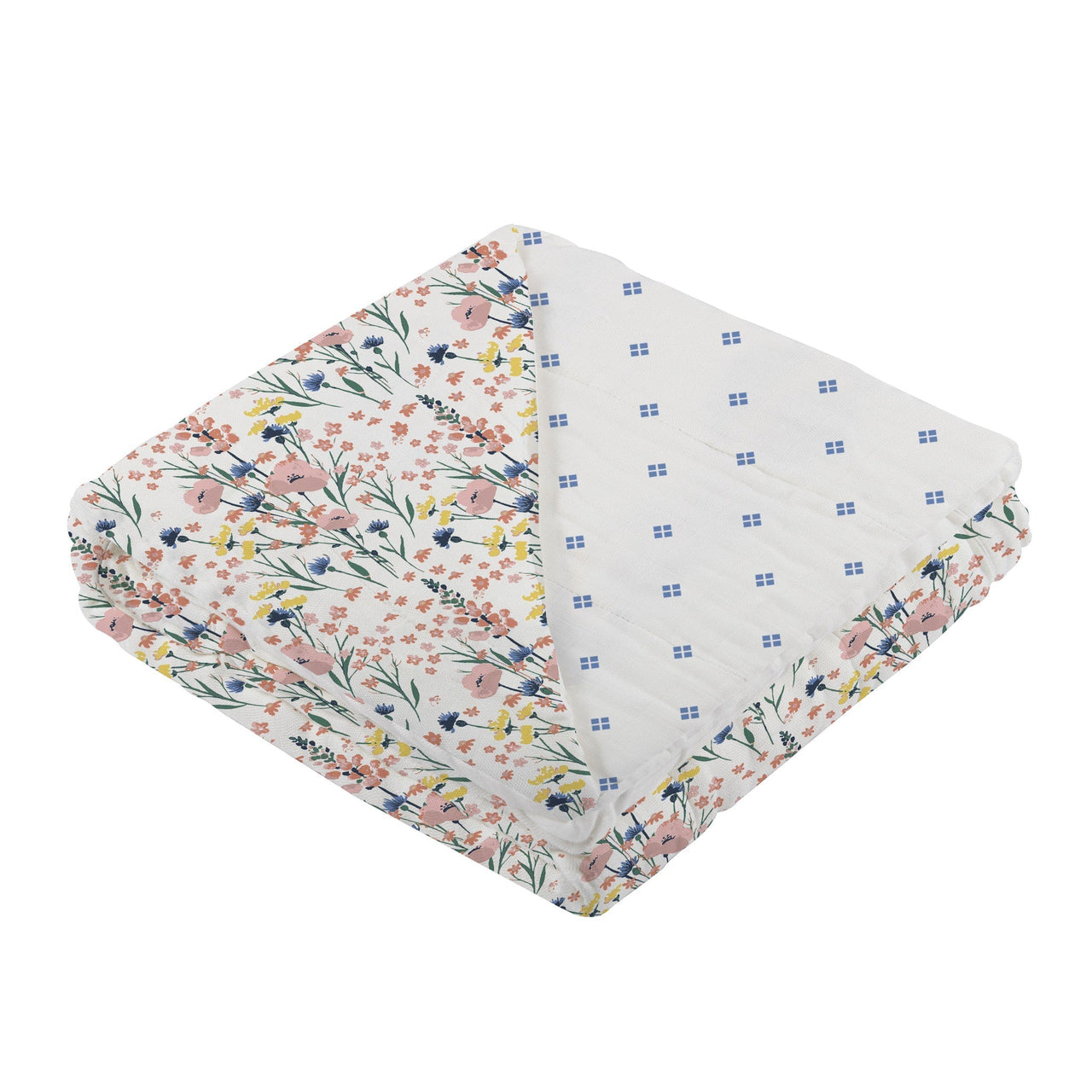 Wildflowers and Periwinkle Diamond Polka Dot Bamboo Newcastle Blanket -