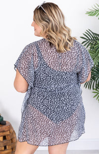 Thumbnail for Leopard Print Drawstring Ruffled Plus Size Kimono - K - PLUS SIZES - 1 PRINT -