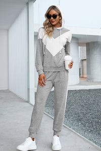 Thumbnail for Dropped Shoulder Hoodie and Long Pants Set - 2 PCS - T - 1 COLOR -