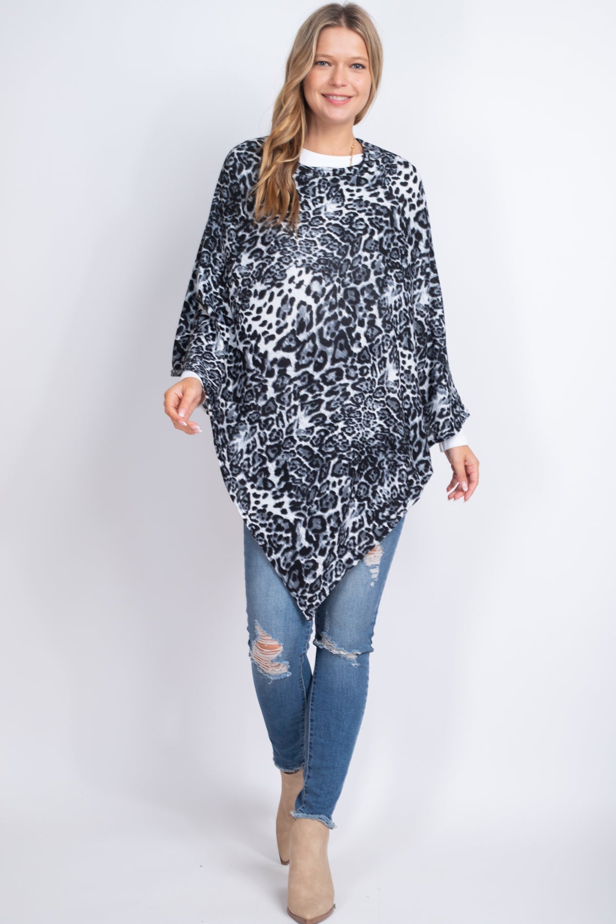 Riah Fashion - All Year Round Leopard Poncho - 3 COLORS -