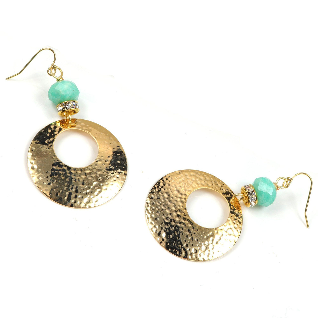 Christy Jean - Leah Amazonite Hoop Earrings in Gold -