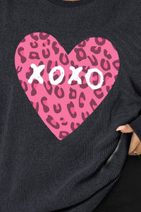 Thumbnail for Plus Size XOXO Heart Round Neck Long Sleeve Sweatshirt - SIZES 1XL THRU 3 XL - T - 1 COLOR -