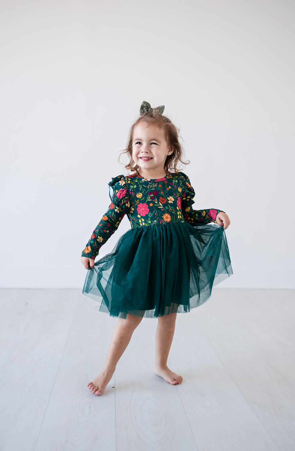 Eclipse Kids - Long Sleeve Tulle Dress - Moody Flowers - SIZES 2T THRU 11/12 -