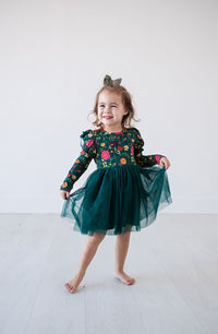 Thumbnail for Eclipse Kids - Long Sleeve Tulle Dress - Moody Flowers - SIZES 2T THRU 11/12 -