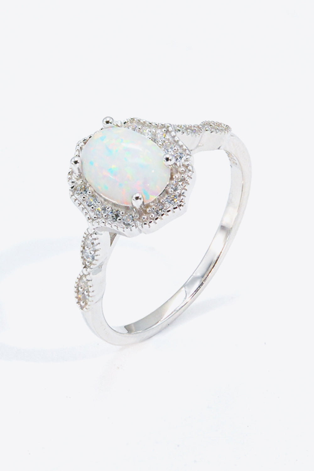 Just For You 925 Sterling Silver Opal Ring - T - SIZES 5 THRU 10 -