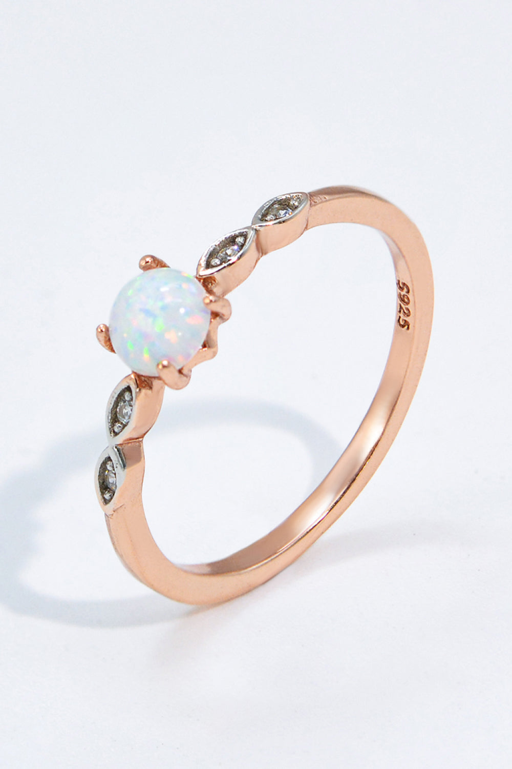 Opal Contrast Platinum-Plated Ring - T - SIZES 6 THRU 9 - 1 FINISH -