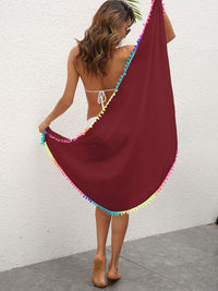 Thumbnail for Rainbow Pompom Trim Swim Wrap Skirt - T - 5 COLORS -