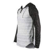 Thumbnail for Long Sleeve Raglan Henley Round Bottom Hood T-Shirts - Space Grey - 1 COLOR -